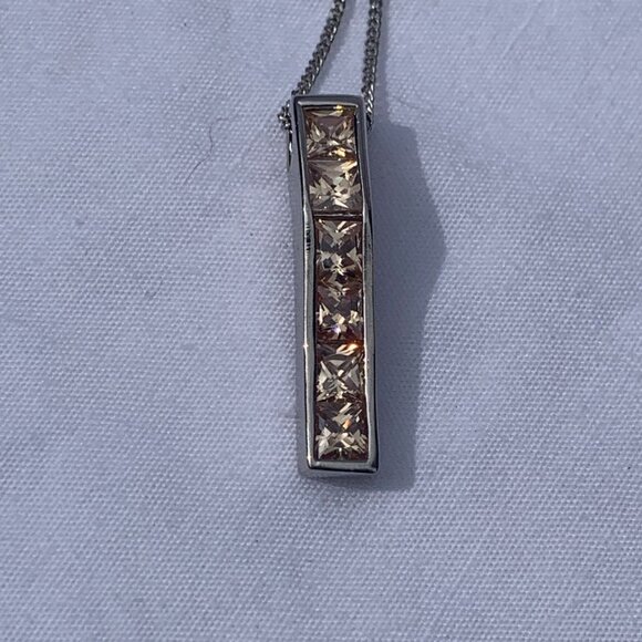 Sterling Silver Women's Necklace With Yellow CZ Pendant, 18" Cable Chain - Picture 11 of 16